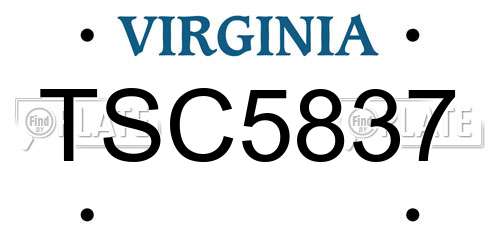 TSC5837 Virginia License Plate