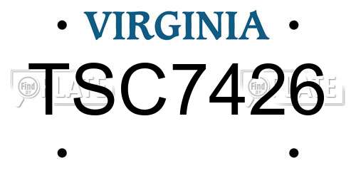 TSC7426 Virginia License Plate