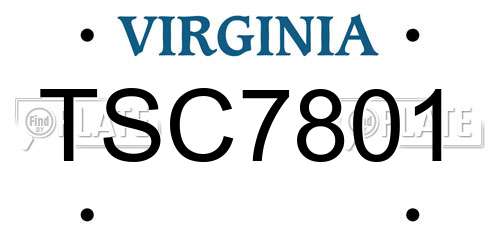 TSC7801 Virginia License Plate