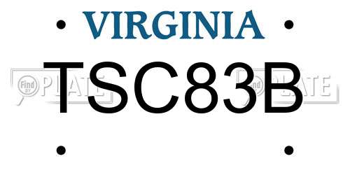 TSC83B Virginia License Plate