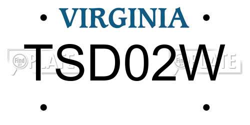 TSD02W Virginia License Plate