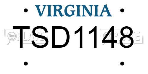 TSD1148 Virginia License Plate