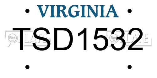 TSD1532 Virginia License Plate