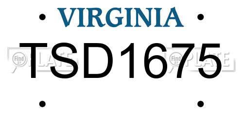 TSD1675 Virginia License Plate
