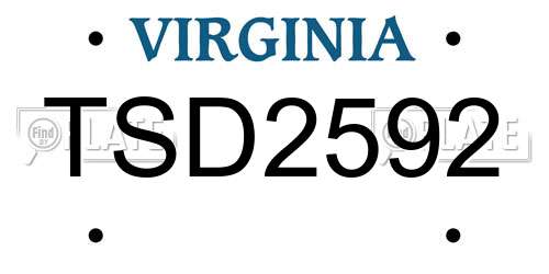 TSD2592 Virginia License Plate