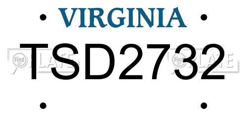 TSD2732 Virginia License Plate