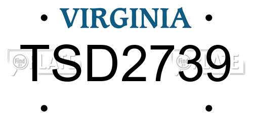 TSD2739 Virginia License Plate