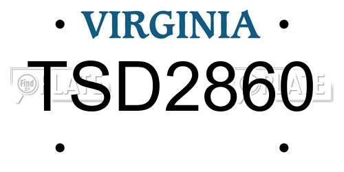 TSD2860 Virginia License Plate