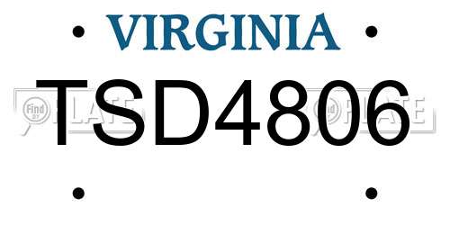 TSD4806 Virginia License Plate