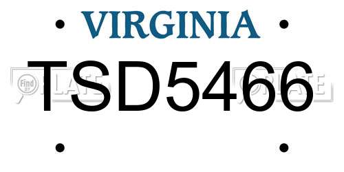 TSD5466 Virginia License Plate