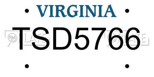 TSD5766 Virginia License Plate