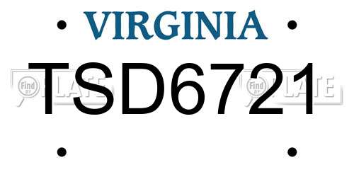 TSD6721 Virginia License Plate