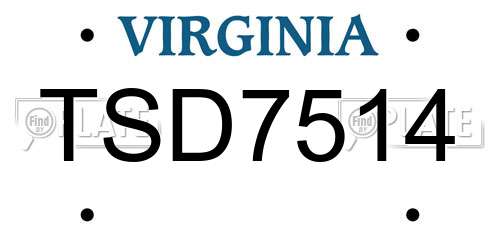TSD7514 Virginia License Plate