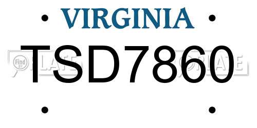 TSD7860 Virginia License Plate