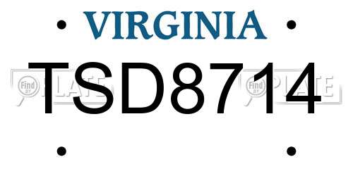 TSD8714 Virginia License Plate