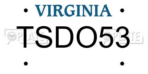 TSDO53 Virginia License Plate