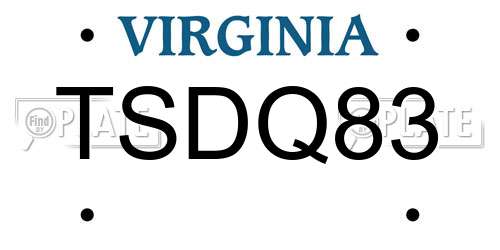 TSDQ83 Virginia License Plate