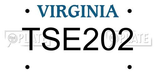 TSE202 Virginia License Plate