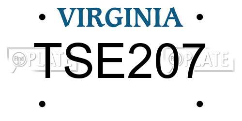 TSE207 Virginia License Plate