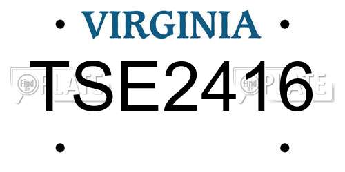 TSE2416 Virginia License Plate