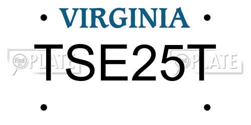 TSE25T Virginia License Plate