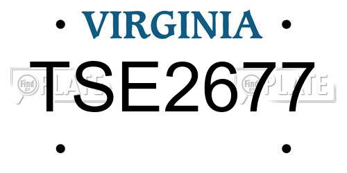 TSE2677 Virginia License Plate