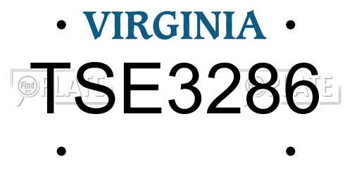 TSE3286 Virginia License Plate