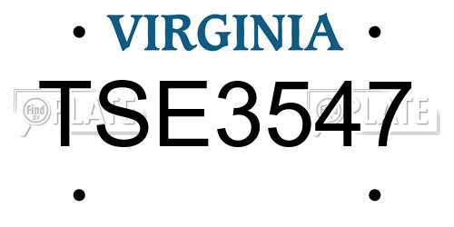 TSE3547 Virginia License Plate