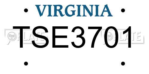 TSE3701 Virginia License Plate