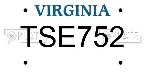 TSE752 Virginia License Plate