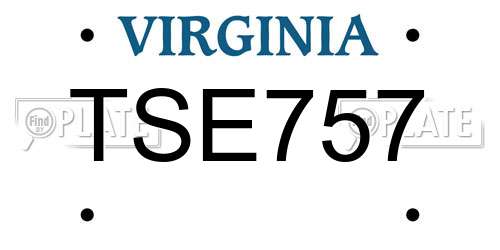TSE757 Virginia License Plate