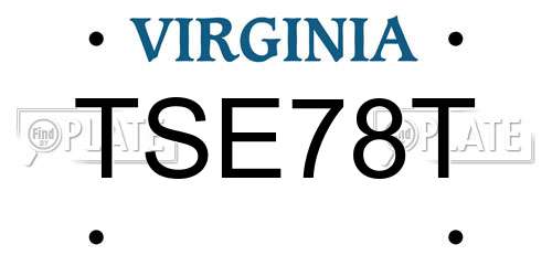 TSE78T Virginia License Plate