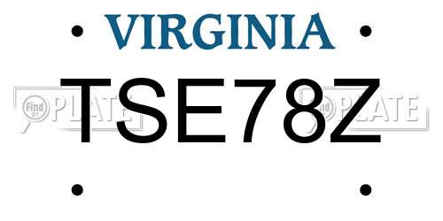 TSE78Z Virginia License Plate