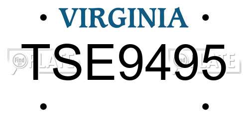 TSE9495 Virginia License Plate