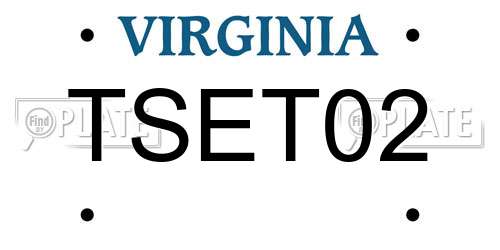 TSET02 Virginia License Plate