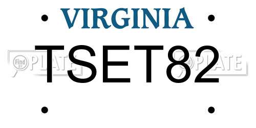 TSET82 Virginia License Plate
