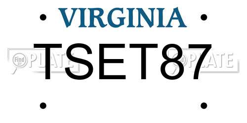 TSET87 Virginia License Plate