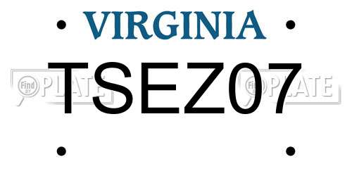 TSEZ07 Virginia License Plate
