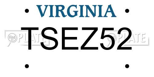 TSEZ52 Virginia License Plate