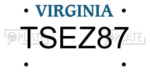 TSEZ87 Virginia License Plate