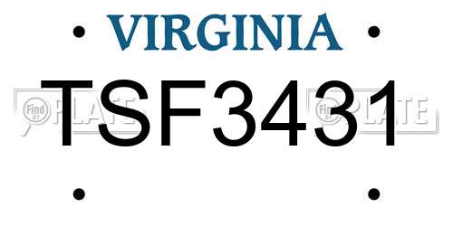 TSF3431 Virginia License Plate