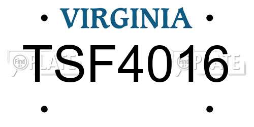 TSF4016 Virginia License Plate