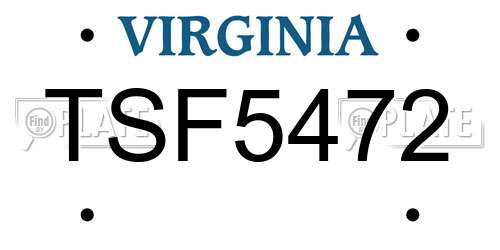 TSF5472 Virginia License Plate