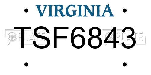 TSF6843 Virginia License Plate