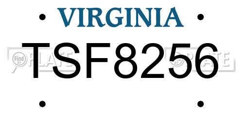 TSF8256 Virginia License Plate