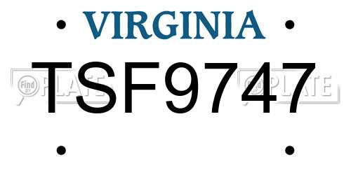 TSF9747 Virginia License Plate