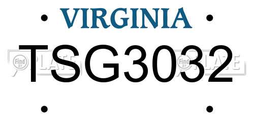 TSG3032 Virginia License Plate