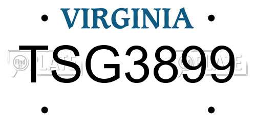 TSG3899 Virginia License Plate