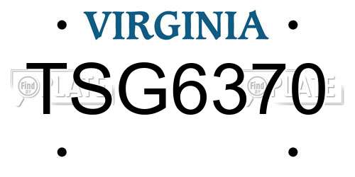 TSG6370 Virginia License Plate