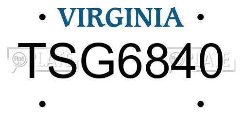 TSG6840 Virginia License Plate